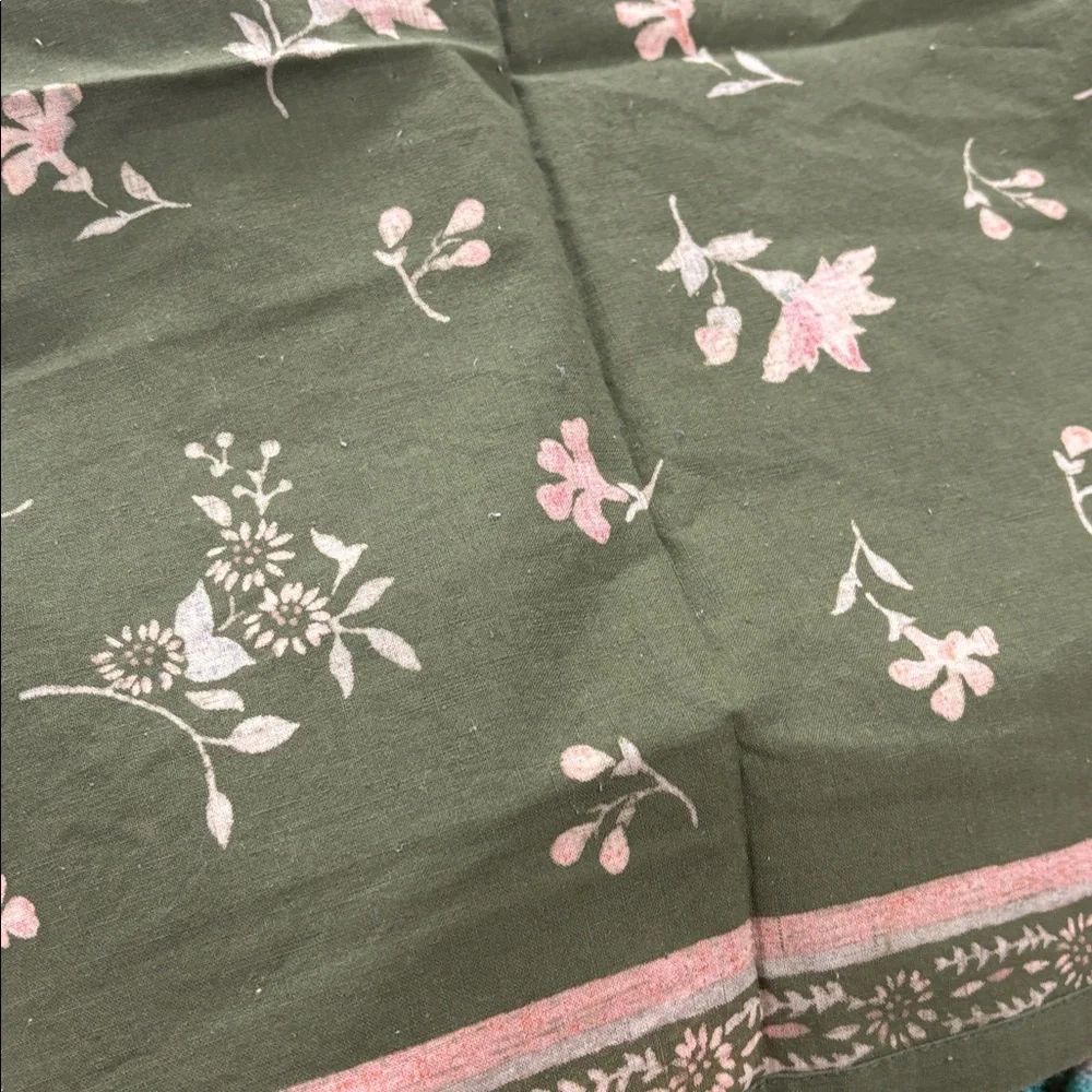 Floral Green and Orange Cloth Napkins